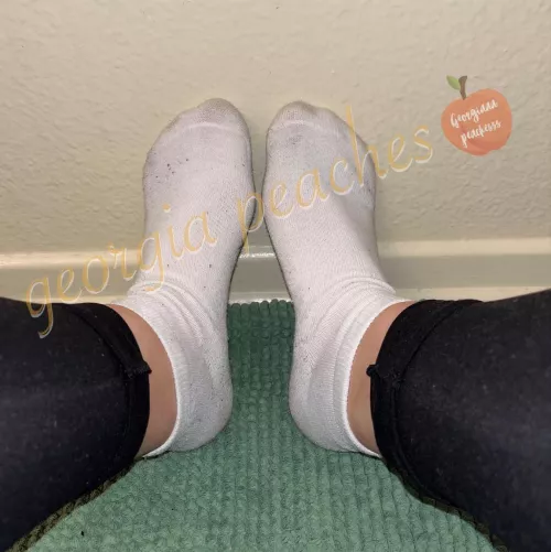 🤍enjoy my irresistible scent with a pair of stinky socks🤍 2 day wear • workouts each day • 3 pics • other worn items also available!🤍 [SELLING] DM me here or on kik: georgiaa.peachess for more info!