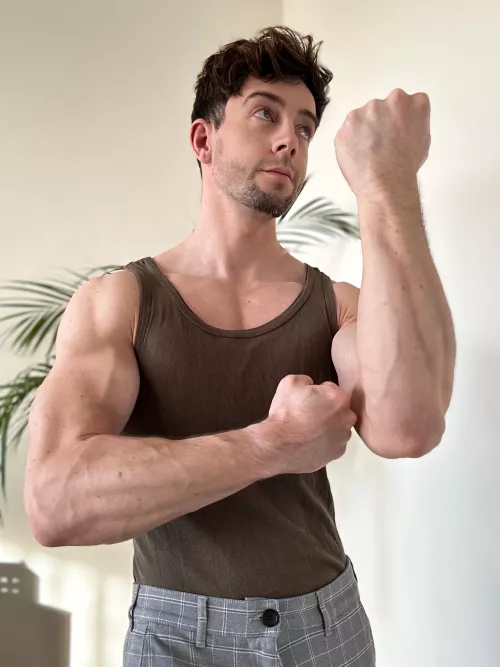 Euro boy showing off the Forearms