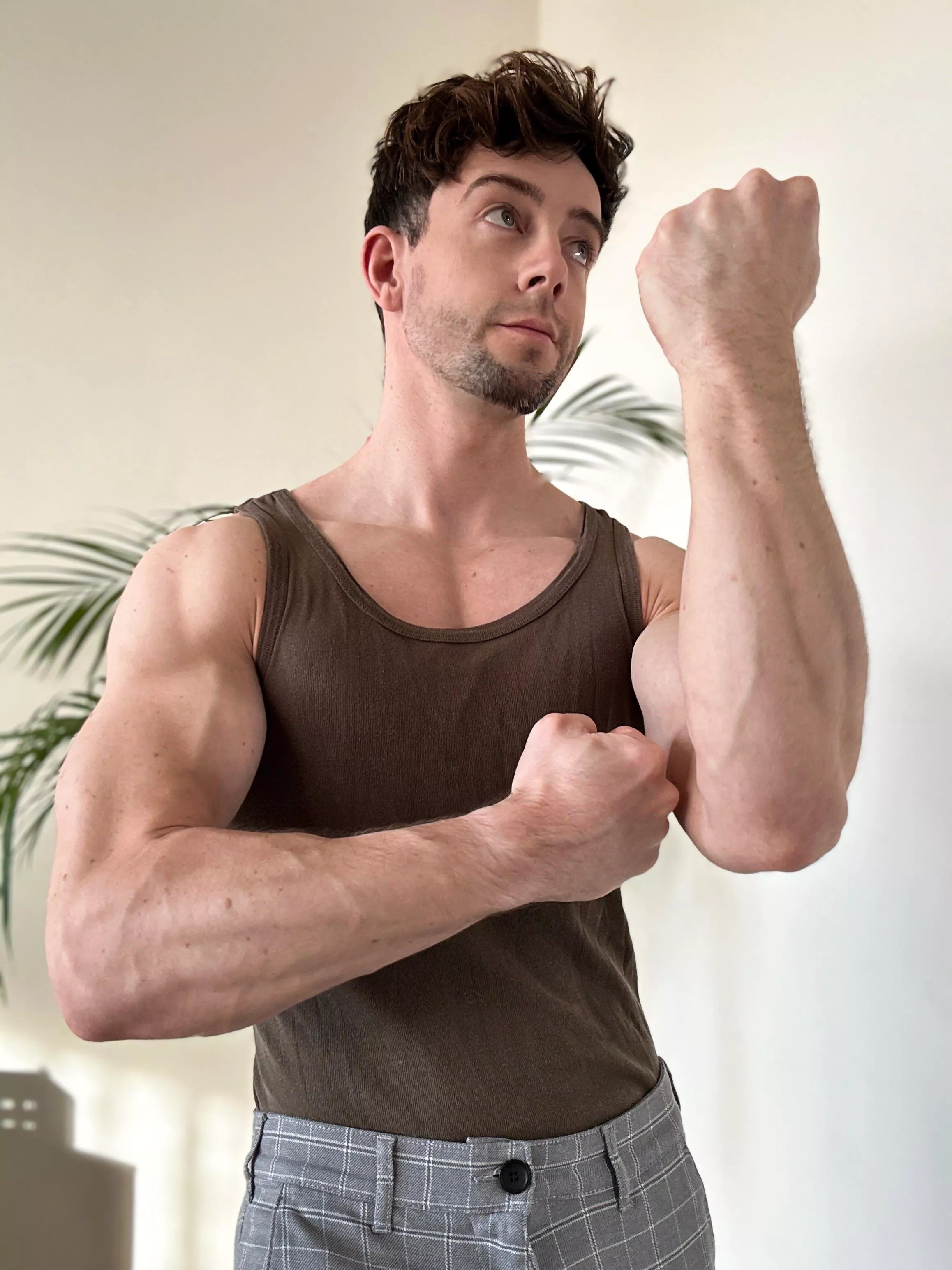 Euro boy showing off the Forearms