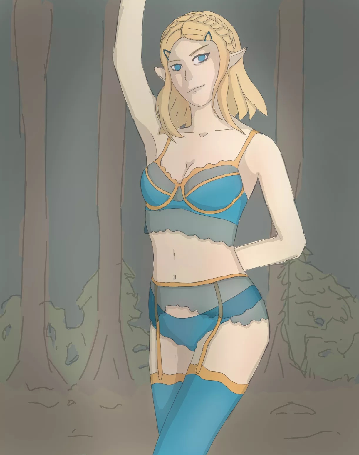 My art maybe isn't as good as the other artsists here, but I wanted to draw Zelda in lingerie