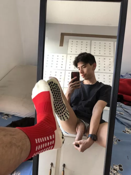 My cock and my feet comparing