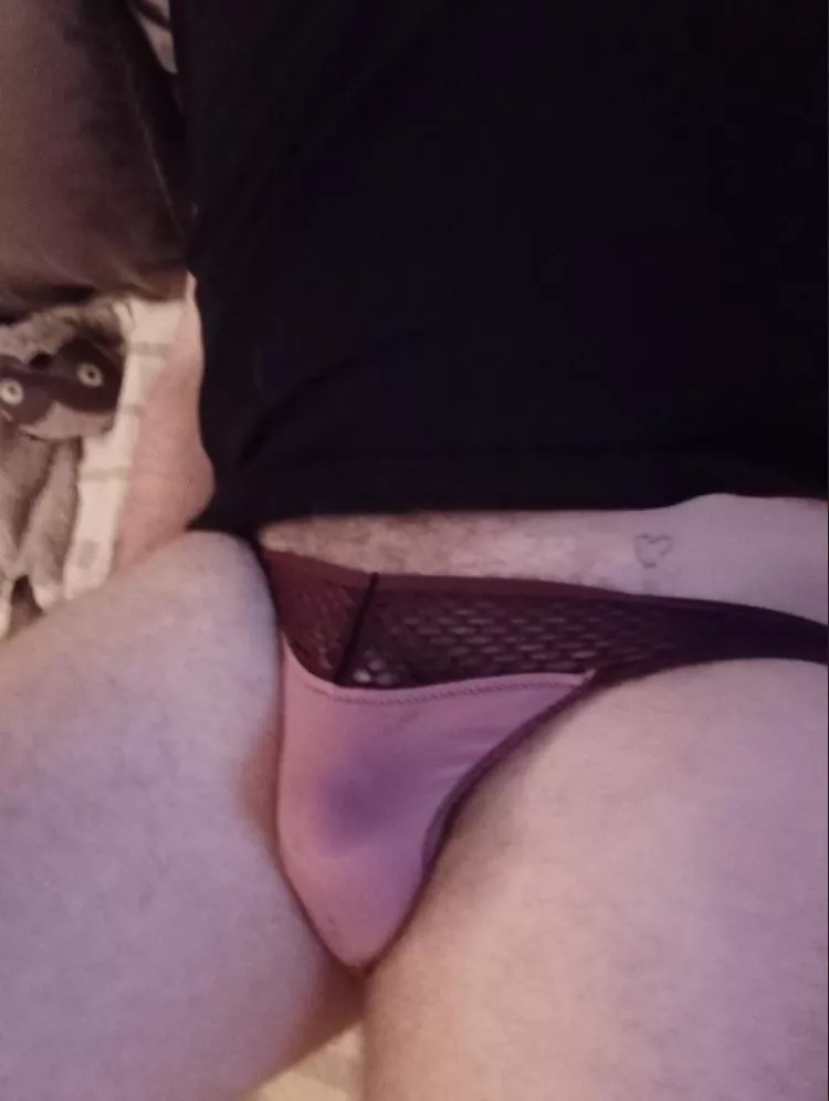 my gf left her panties at my house so I tried them on lol
