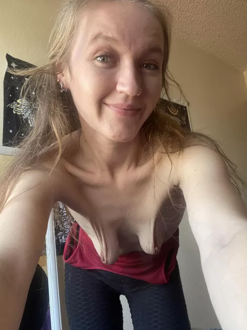 My tits aren’t huge, but they’re definitely saggy. Hope you like them