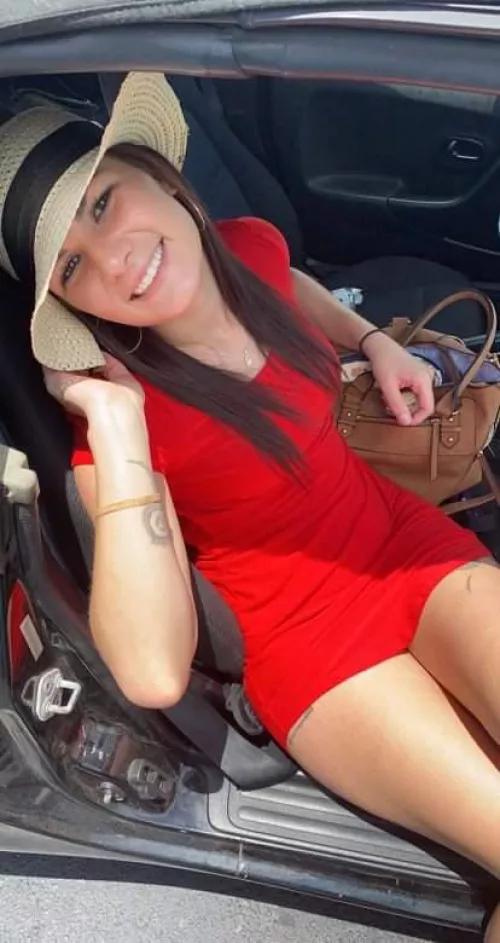 wanna see me take this red dress off? upvote and link in comment to my free OF.