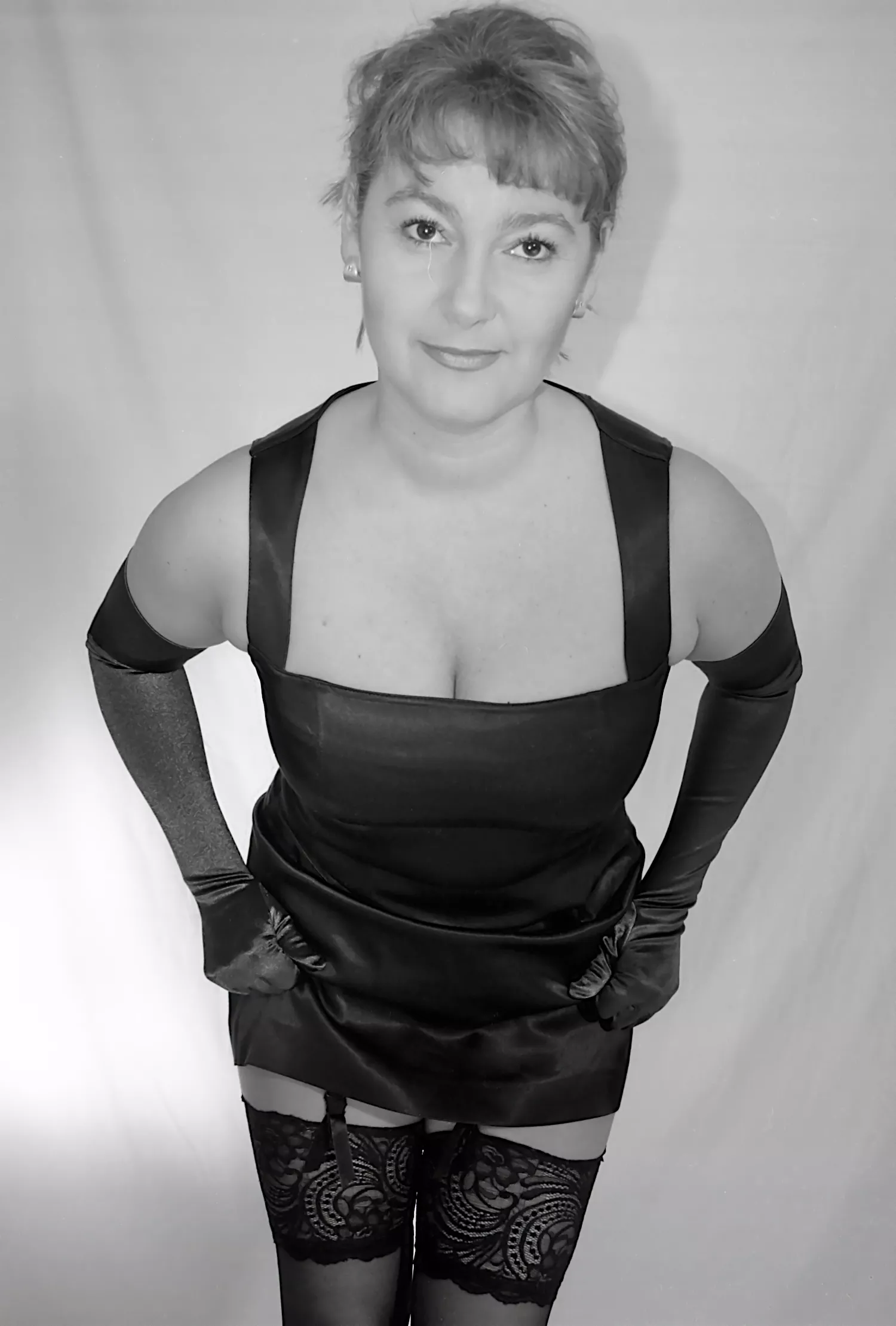 Wife's Tits and Curves in a tight Satin Dress