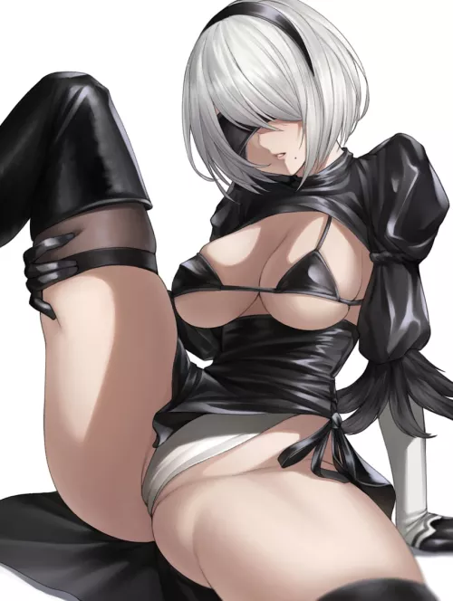 2B knows her thighs are top tier (nyatokanyaru)