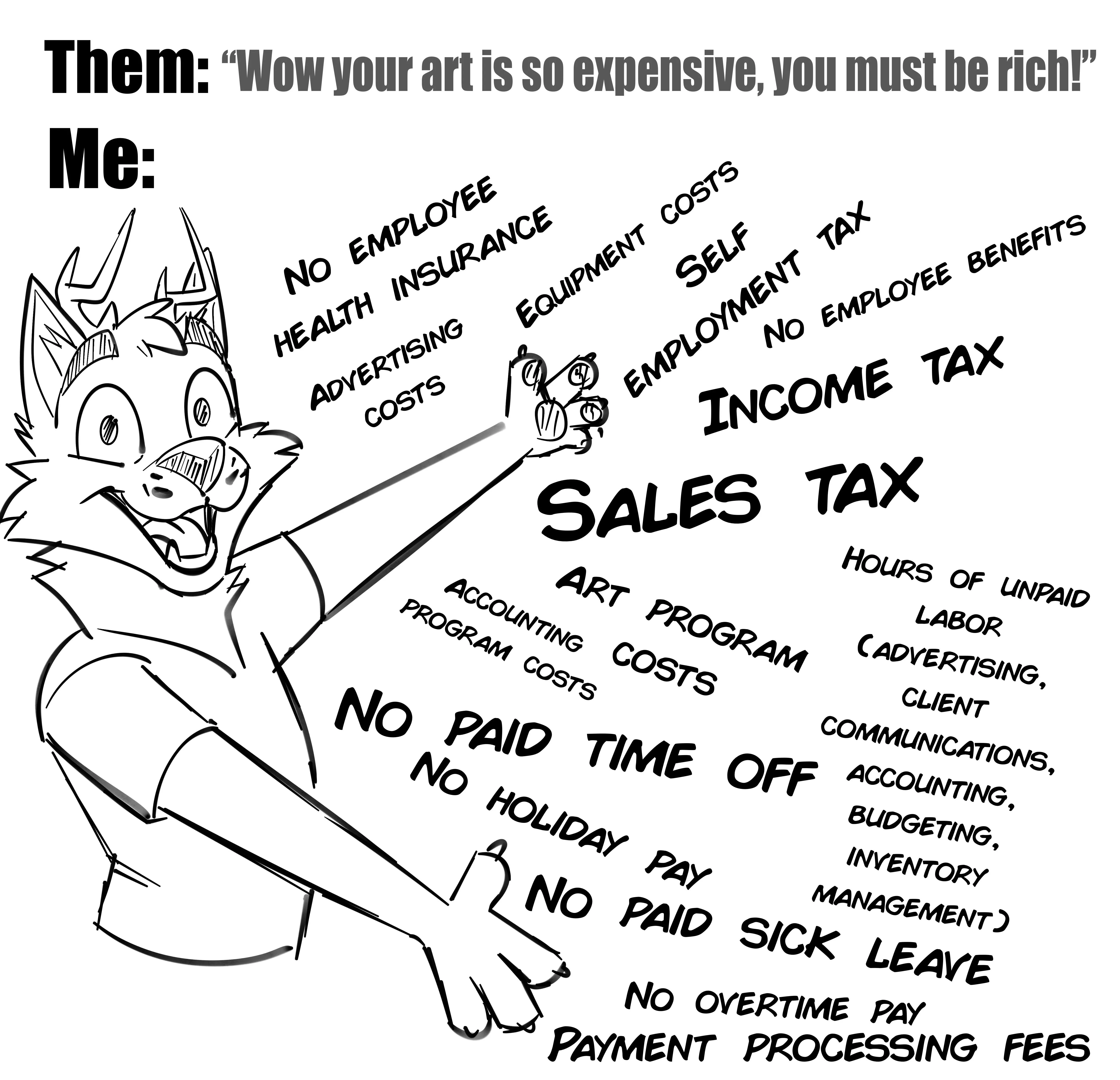 Being an artist costs a lot more than people think! Be kind to creators ❤️ (OC, @newtwolfdeer on Twitter)