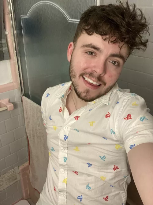 Chillin in my PlayStation button up