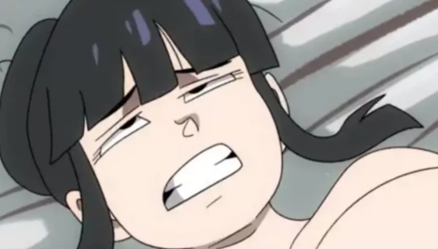 Color 1boy, 1girl, android 17, animation/animated gif, bangs, black hair, bouncing breasts, chi-chi (dragon ball z), close up, completely nude, creampie, cum in pussy, face, from above, hair bun, half-closed eyes, leg lock, lying, missionary, on back, ro
