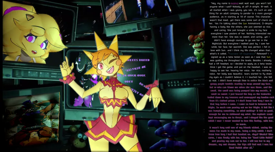 Confessions Part 2. The Sun Shines Bright. [Five Nights at Freddy's] [FNaF] [Previous Caption in the comments!] [MindBreak?] [VR] [Parasocial Relationship] [Addiction?] [Bit of Excessive Cum] [Tentacles and Tendrils] [She's still watching]