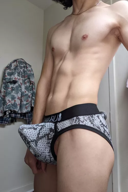 Got a tent up, while trying on new briefs