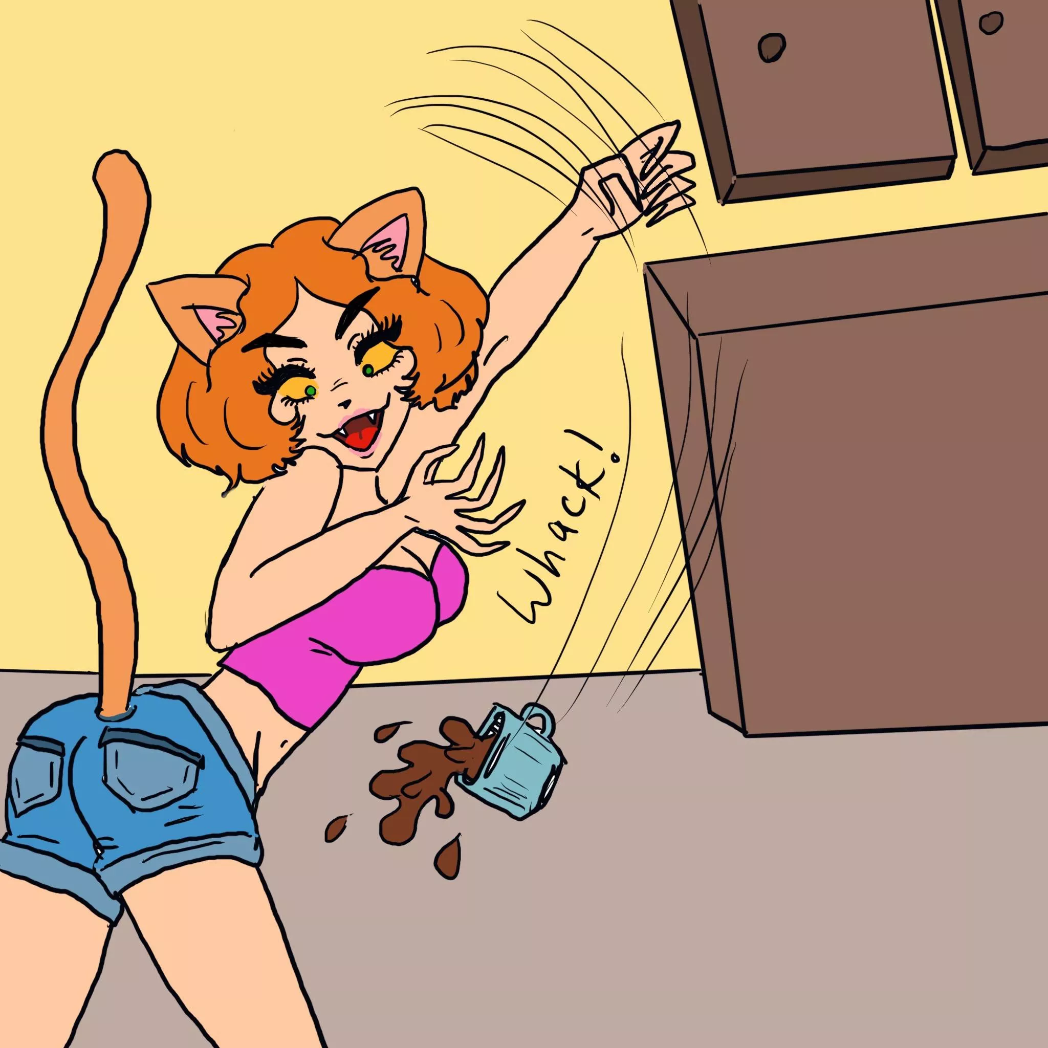 Having a catgirl gf isn’t always fun… 😹 (oc)