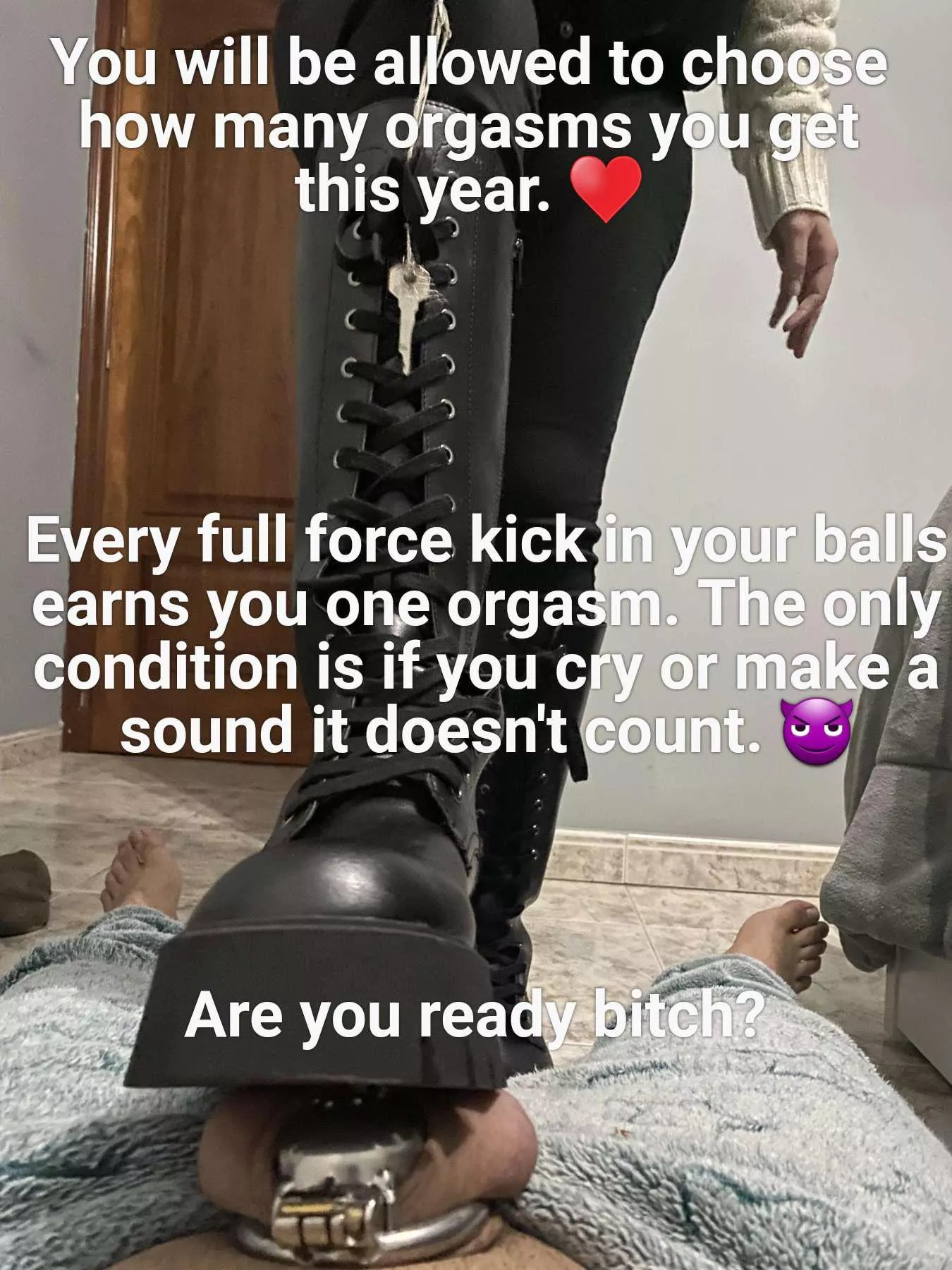 I love stepping on your caged cock