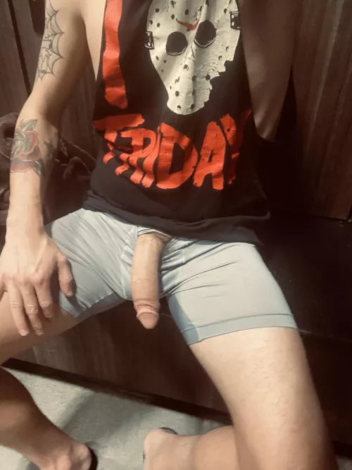 letting my chubby hang out after busting in the showers at the gym