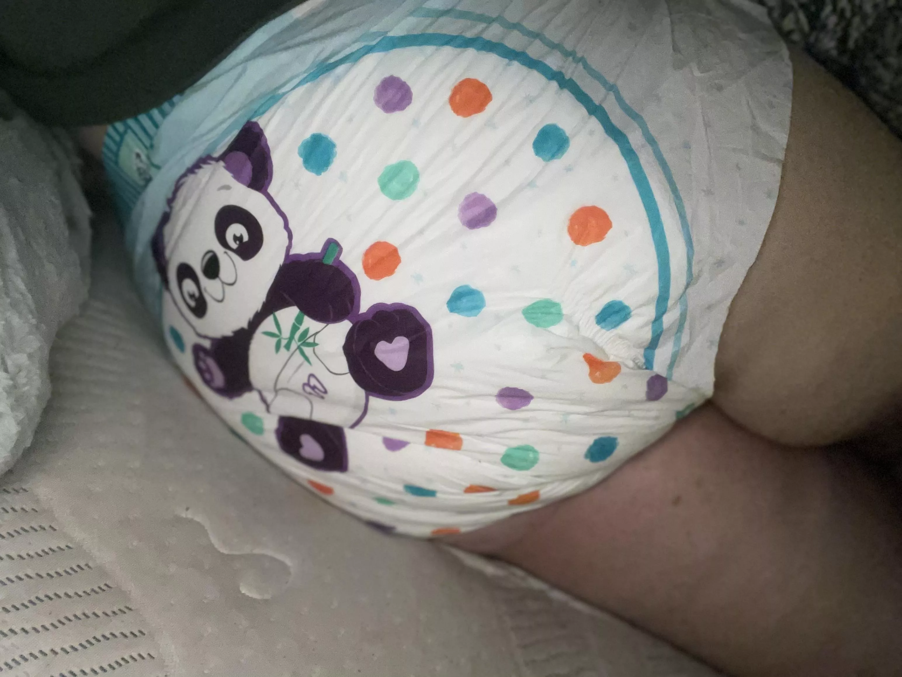 My favorite diaper right now! Look how cute the panda is….also a little wet 🤭