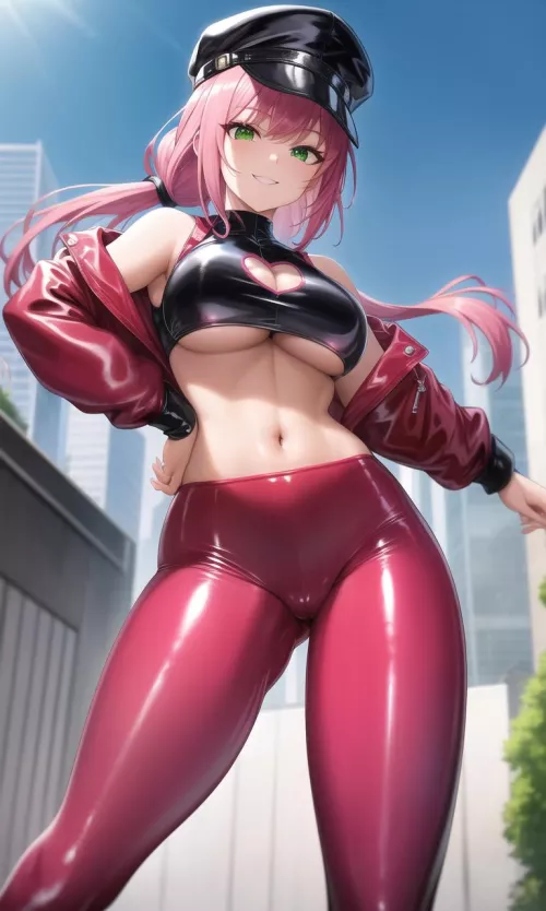 Red Leather Jacket & Tights