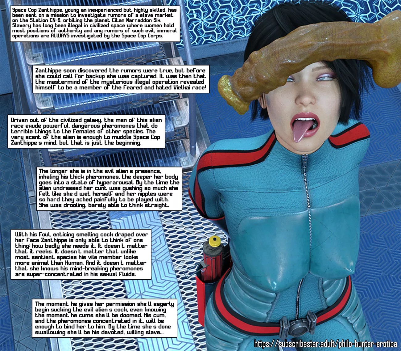 Space Cop Zanthippe Broken and Controlled