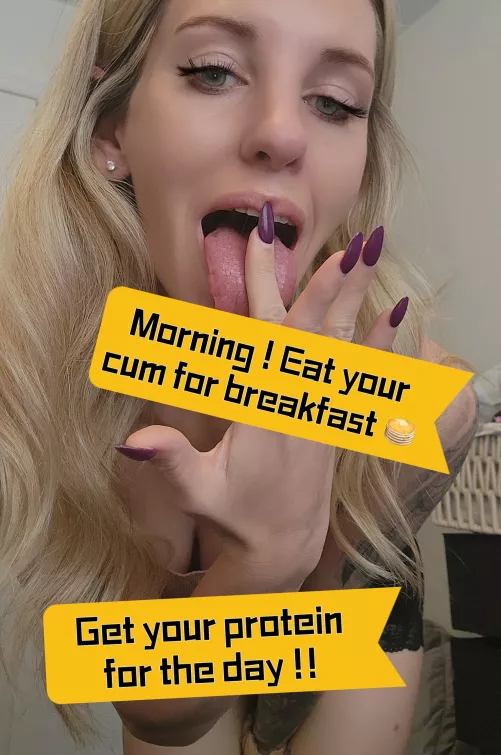 Start off your mornings right with a self facial and a mouth full of cum!