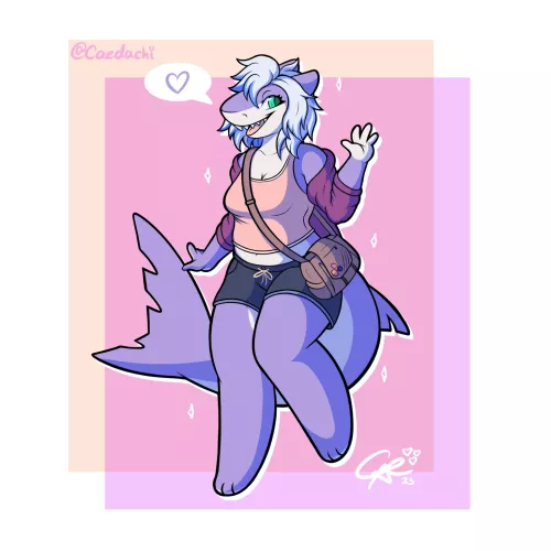 Sweet shark gal 🦈💜 (art by me @Caedachi)