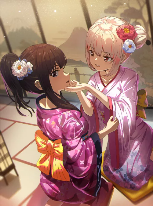 Takina and Chisato wearing kimonos (By Edgar) [Lycoris Recoil]