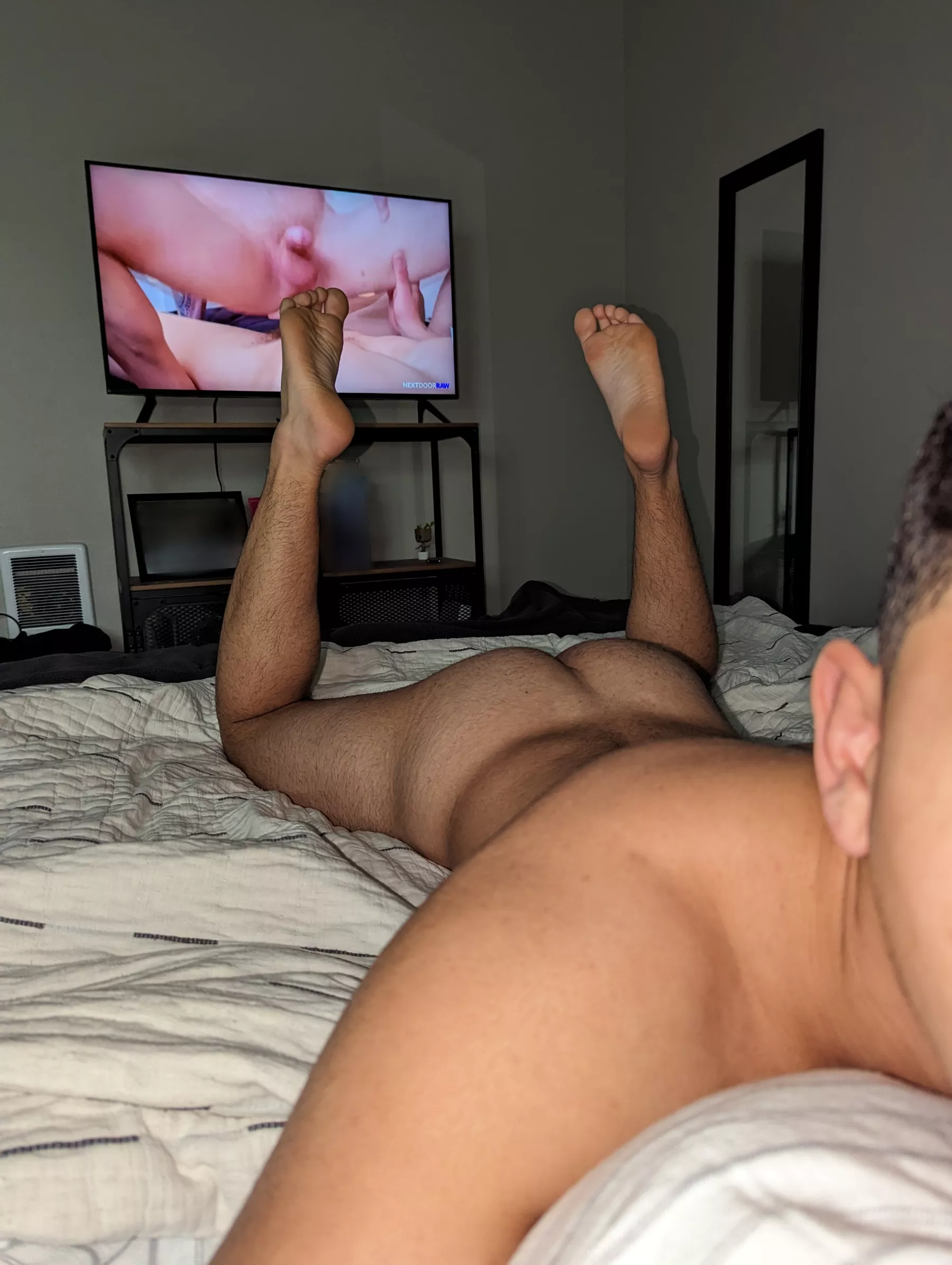 Your view while I lick and suck every inch of your fat cock