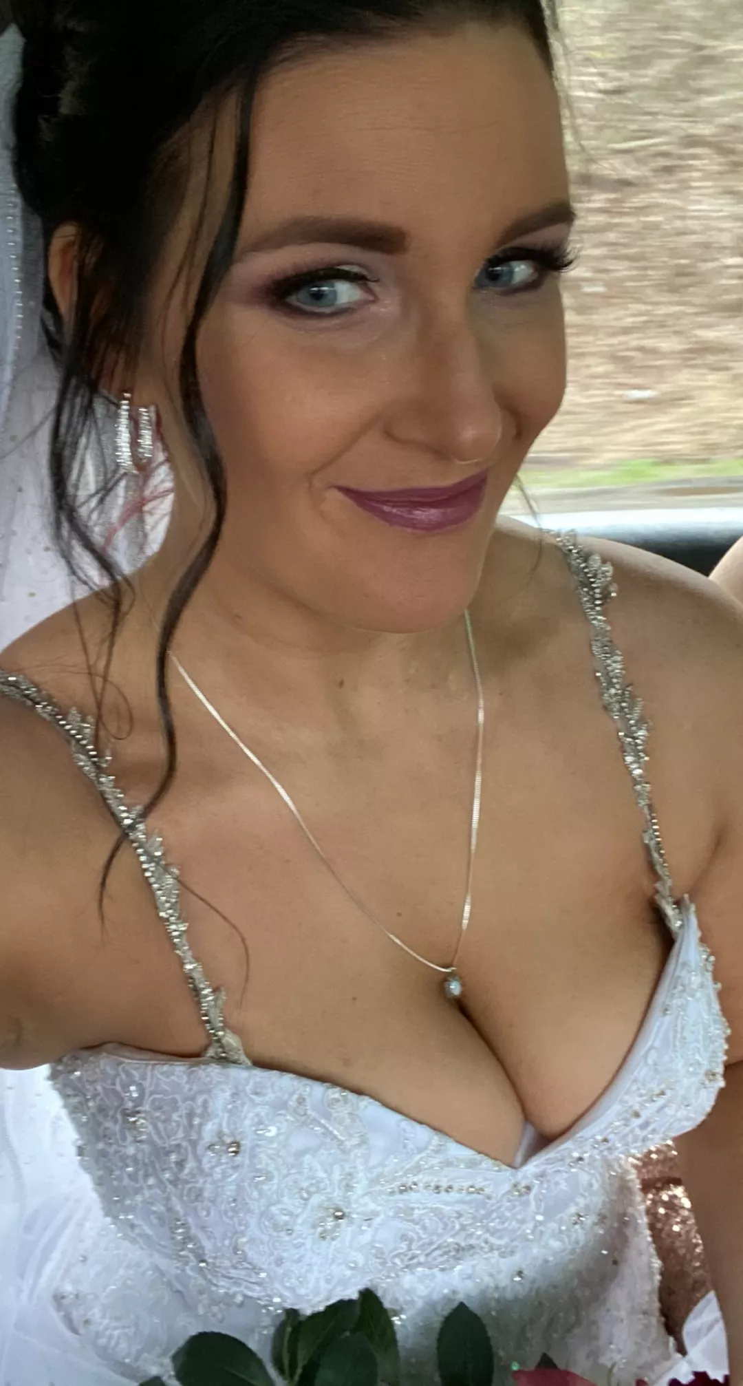 Bride's tits out on display