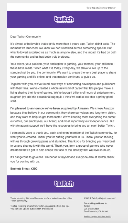 Found this email from 2014 inside my old Gmail account