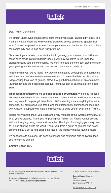 Found this email from 2014 inside my old Gmail account