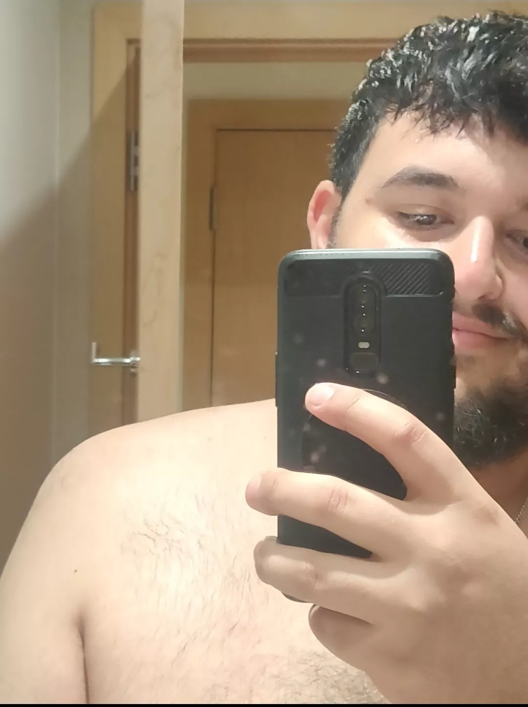 Freshly showered - new here so I probably shouldn't reveal too much just yet...right? 😉