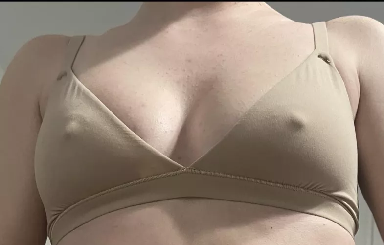 Hard nipples through bra! Love my wife’s nipples!