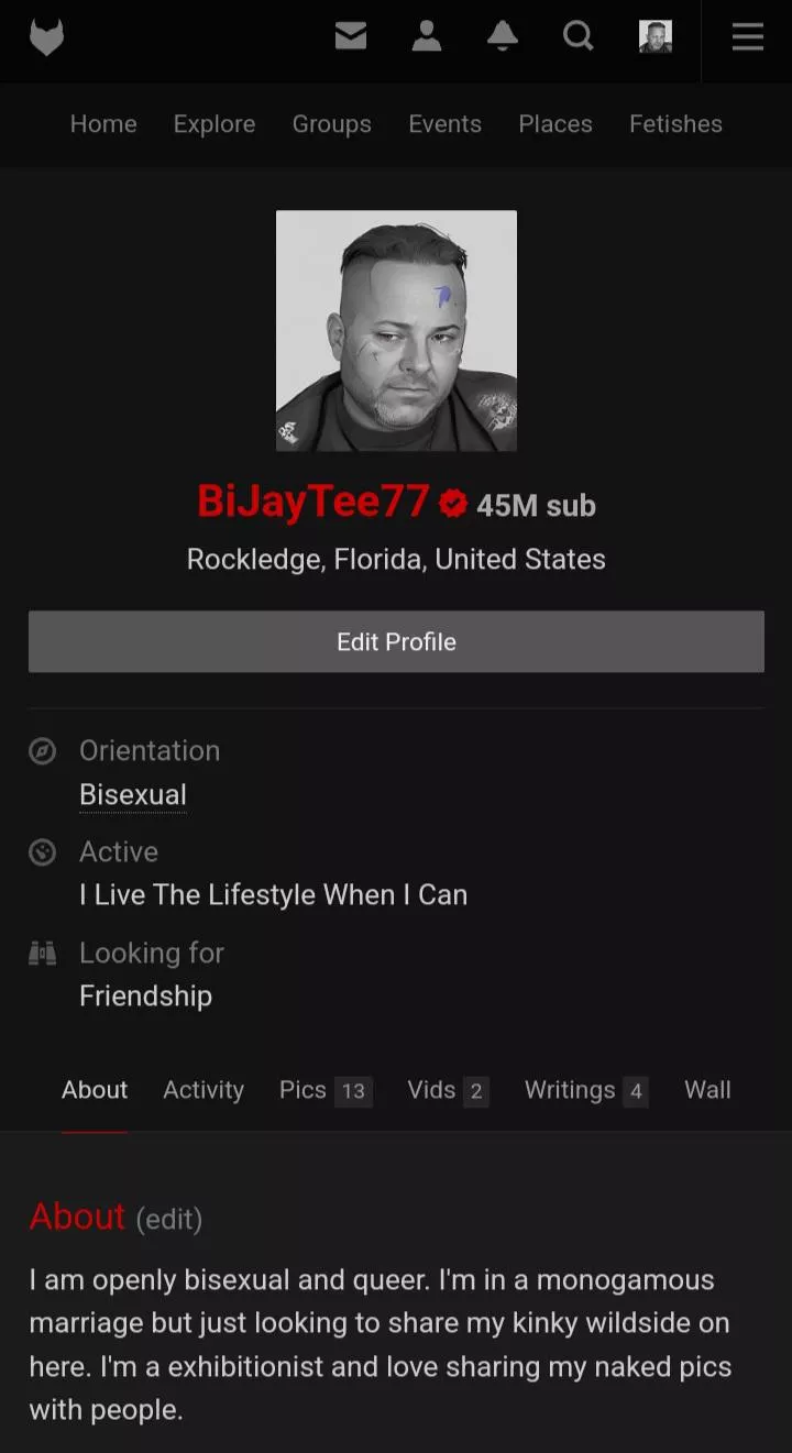 I'm on Fetlife sharing my exhibitionist photo fetish