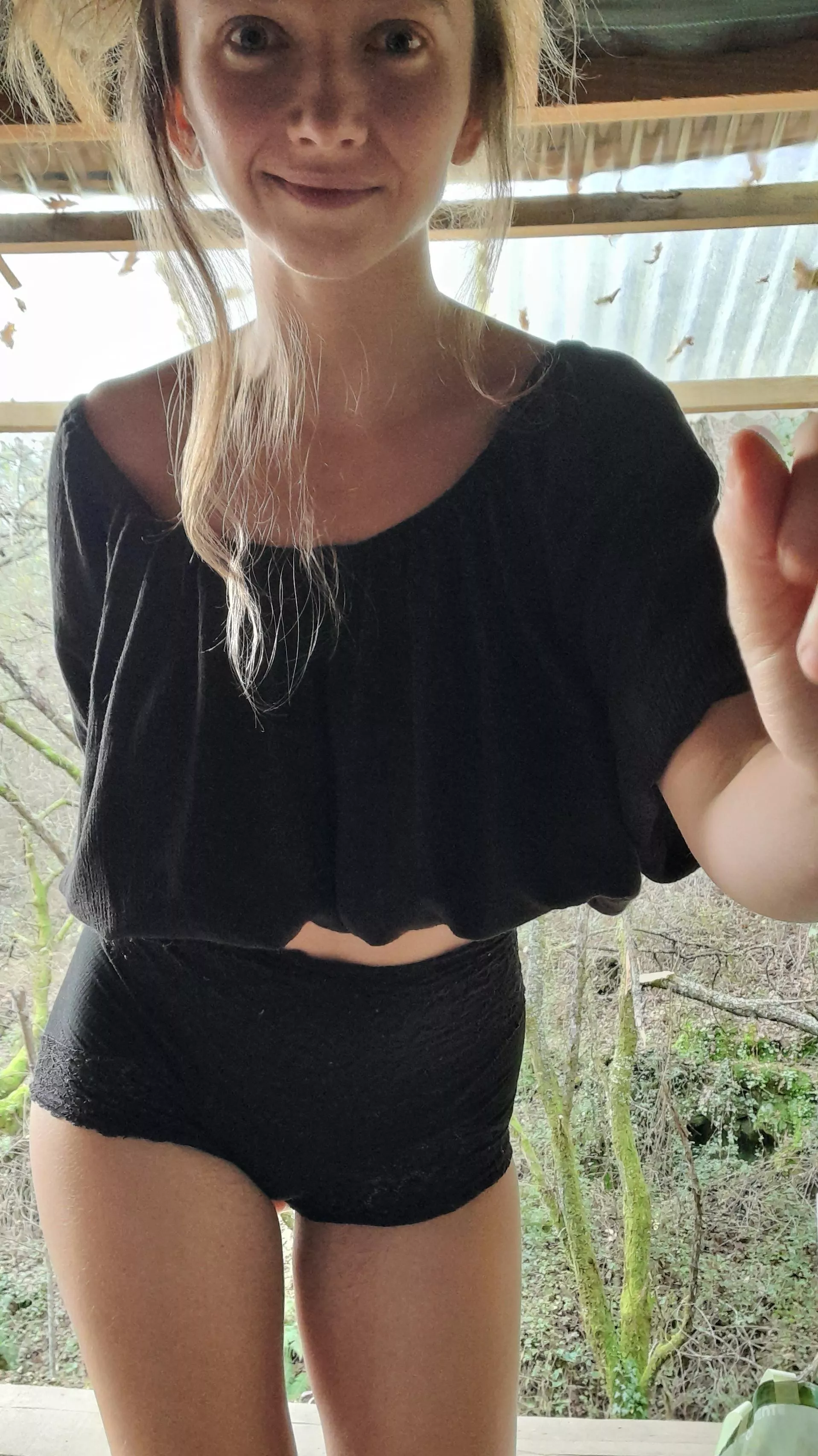 knock, knock :) ... sending you a smile from my off grid forest kitchen 😊 [f]