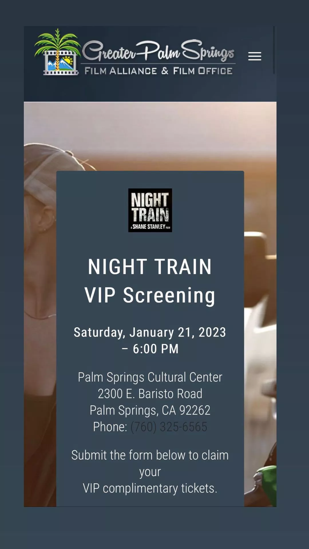 Night Train VIP Screening and Q & A with Special Guest Diora Baird