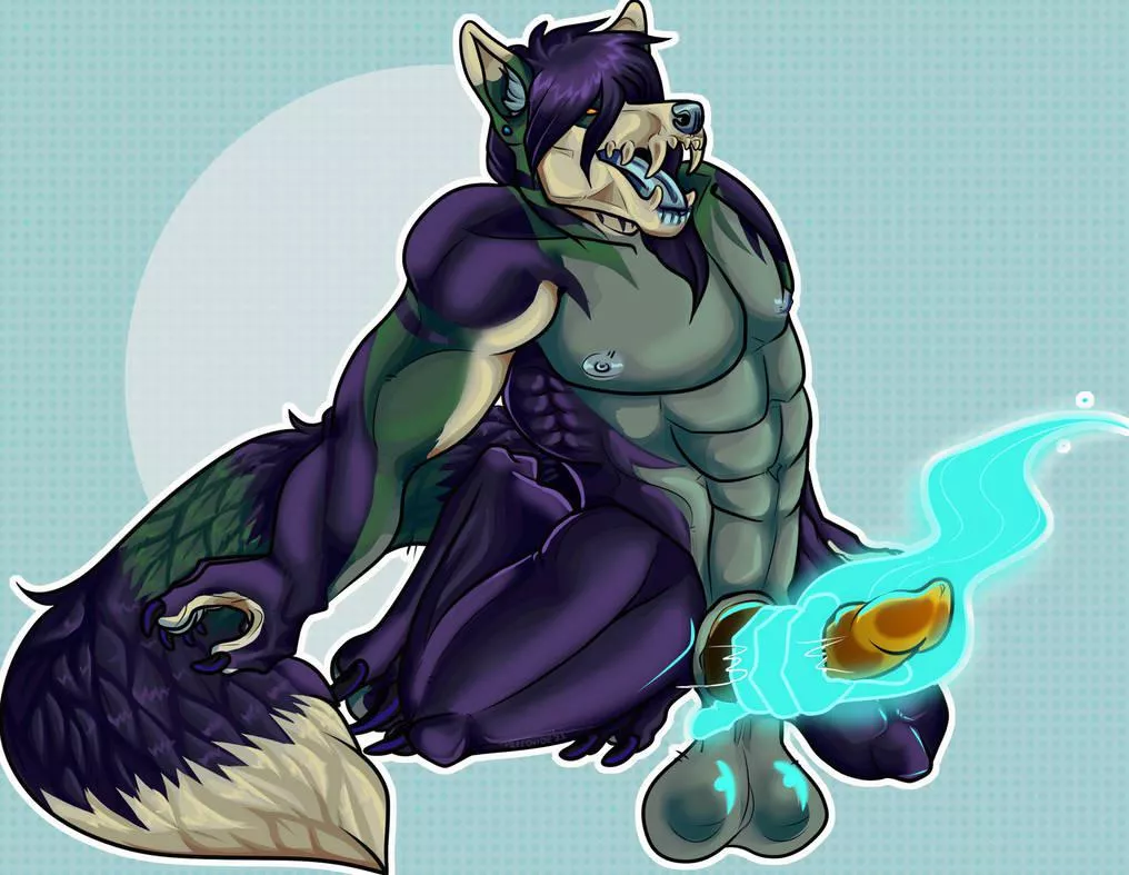 Skull dog with ghost hand (treeoxide)