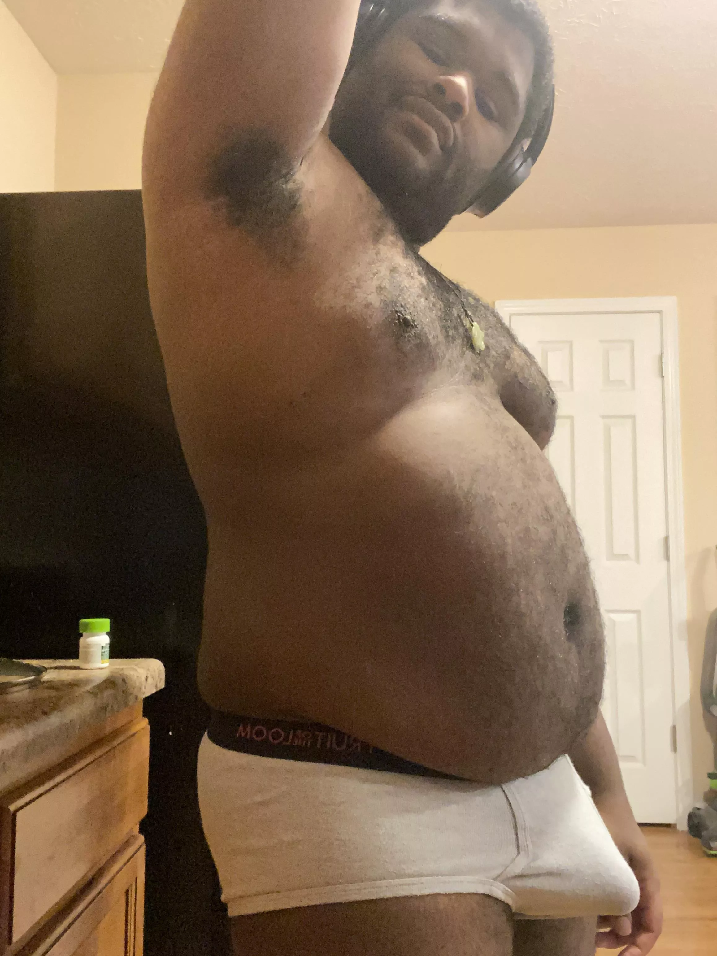 This is how you’ll find me in my place. Just underwear and a hard cock.