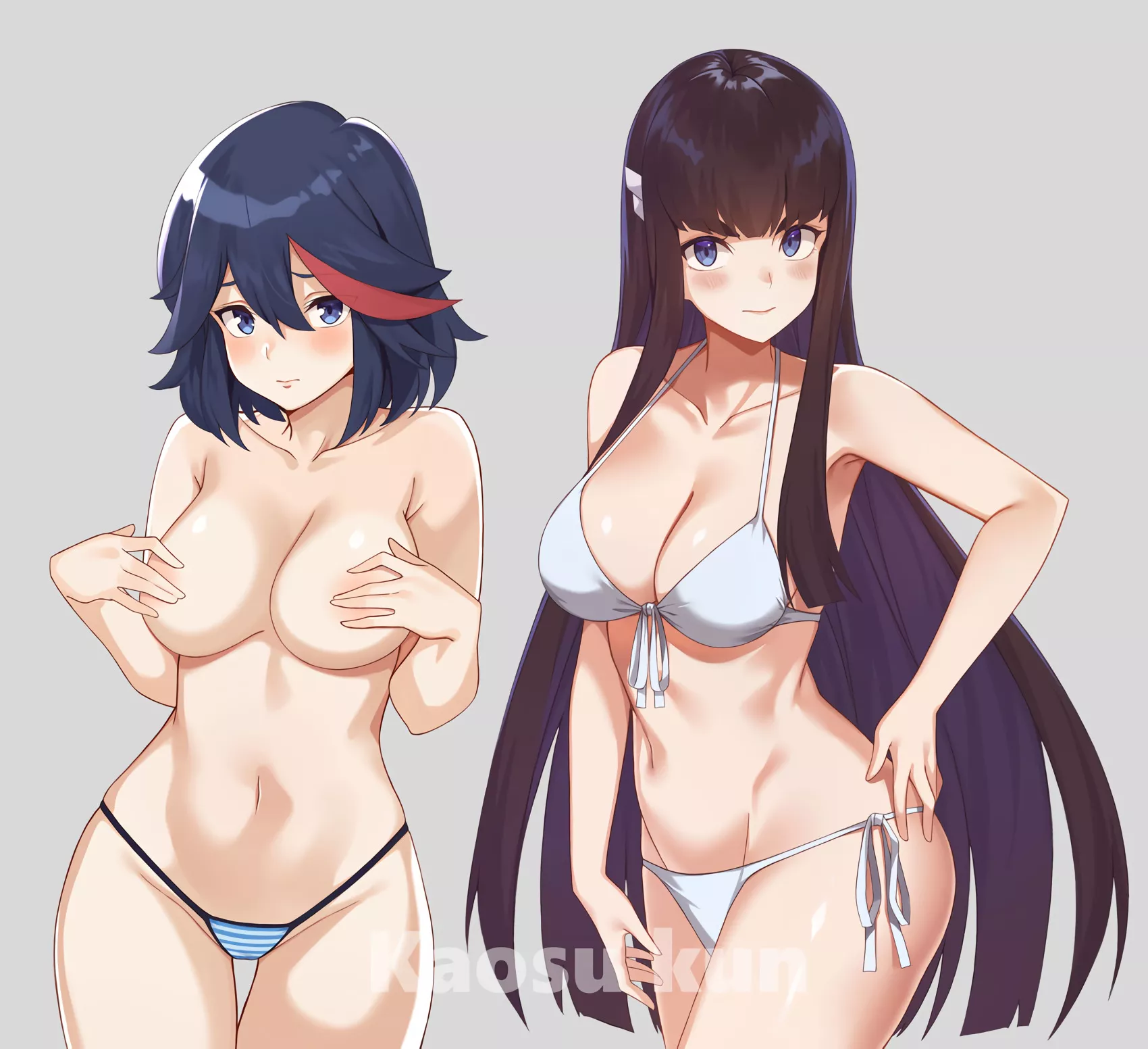topless Ryuko and swimsuit Satsuki