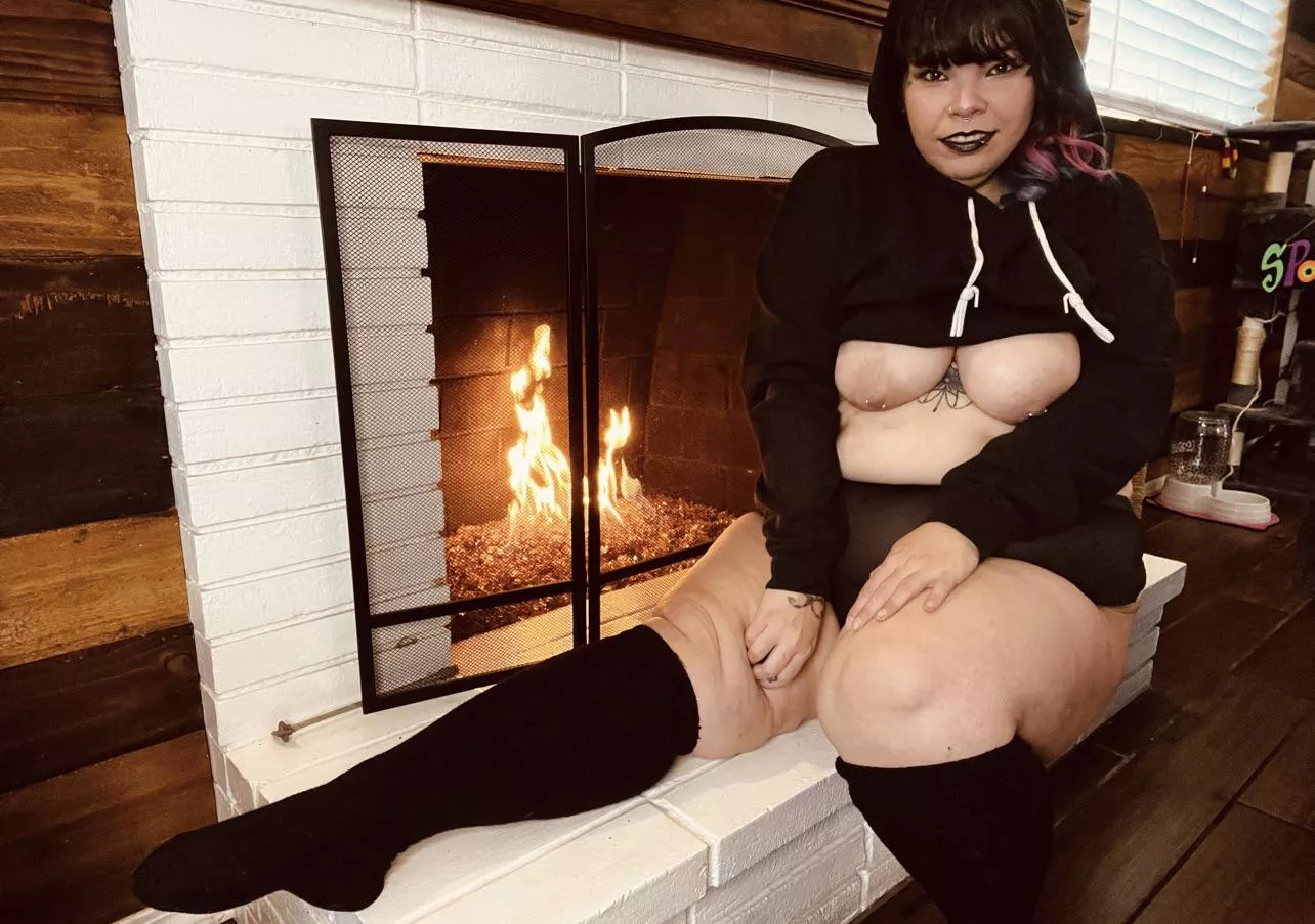 Warming up by the fire