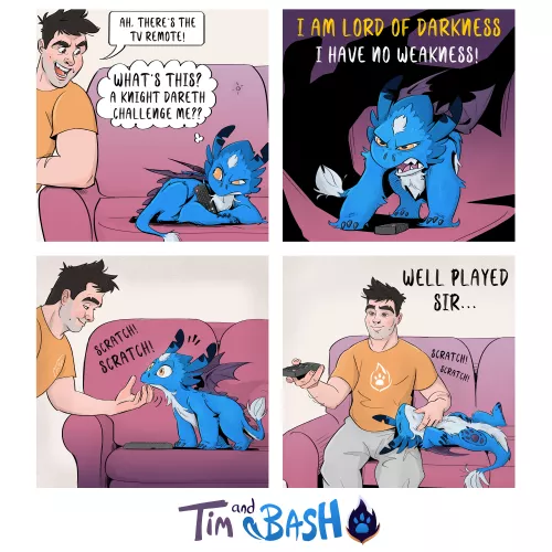 When you act tough but deep down you're a softie...🤣 Tim and Bash Comic issue #009