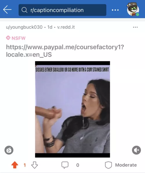 Check out r/captioncompiliation for a hot sissy gif compilation i made (it wont let me post here)