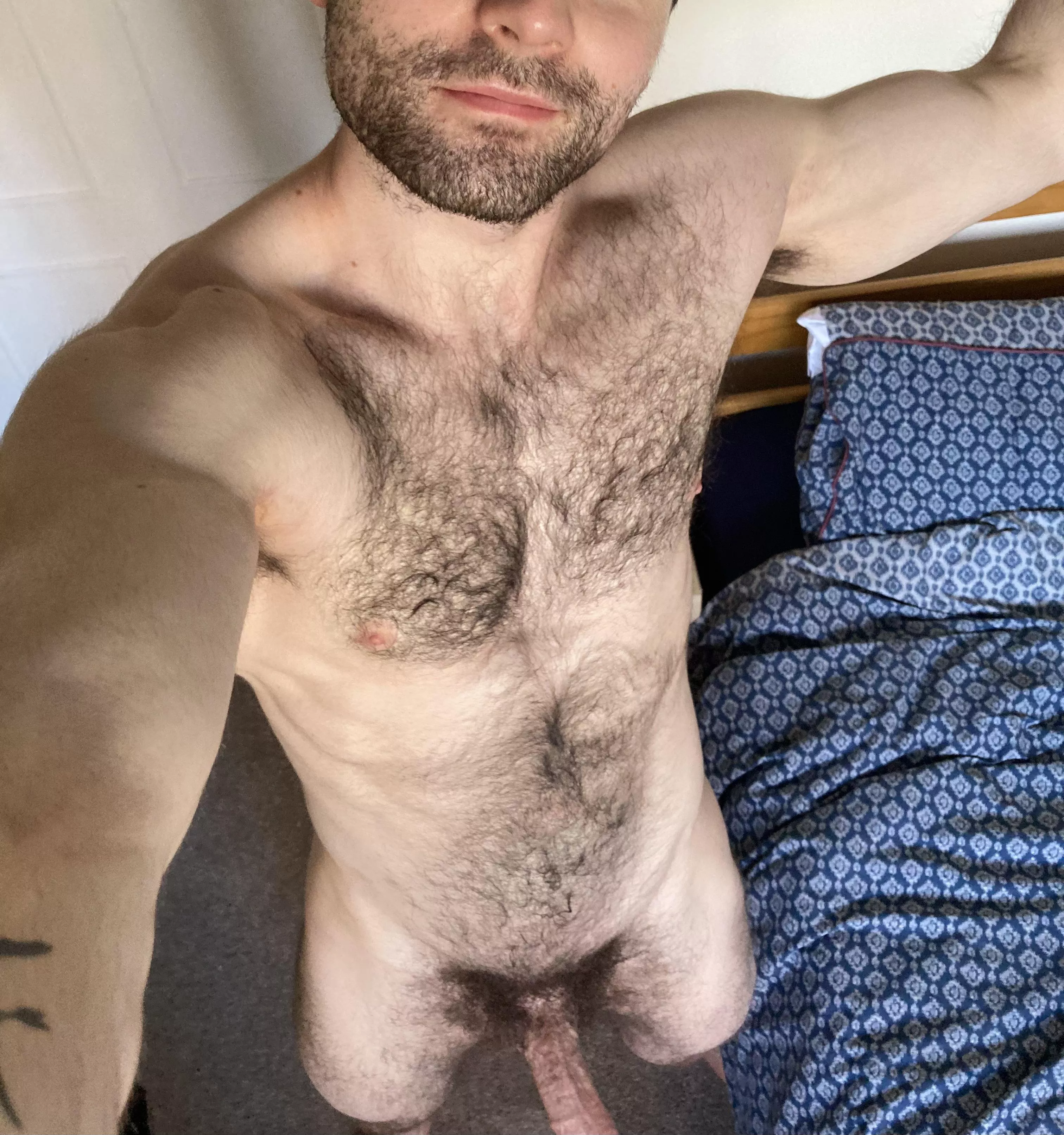 Cheeky smile, cheeky cock, and a cheeky question - does this stomach need a trim