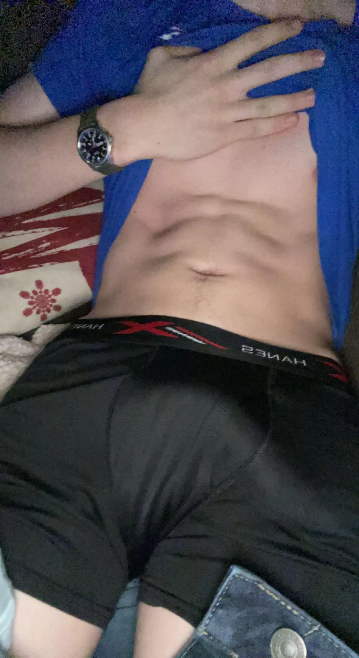 Chilling on the couch wanting for something to get me hard