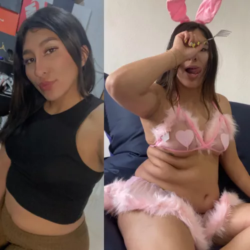 First pic I was already gaining vs now being a fridge bunny❤️❤️❤️