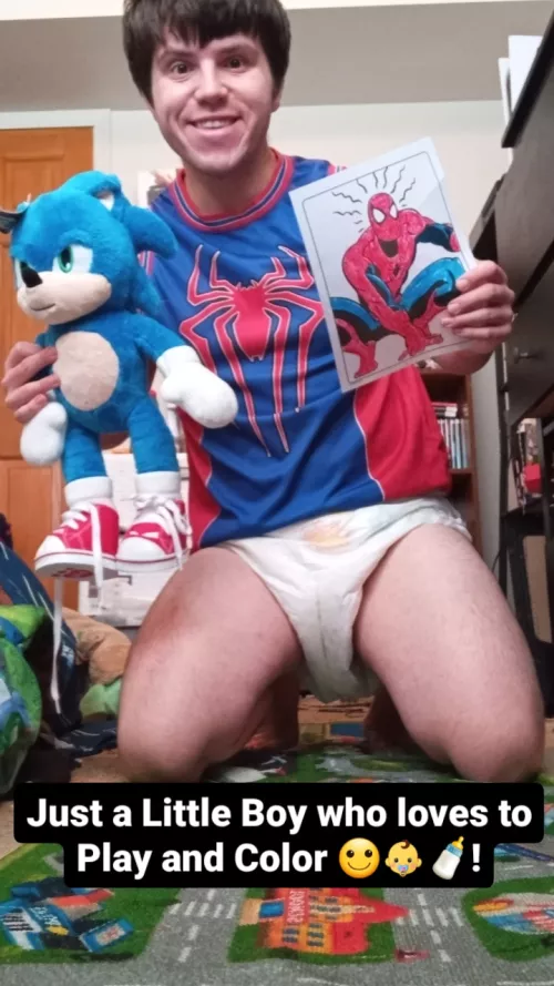 I Colored a Spider-Man Picture with Sonic The Hedgehog💙💙💙💙 🙂👶🍼!