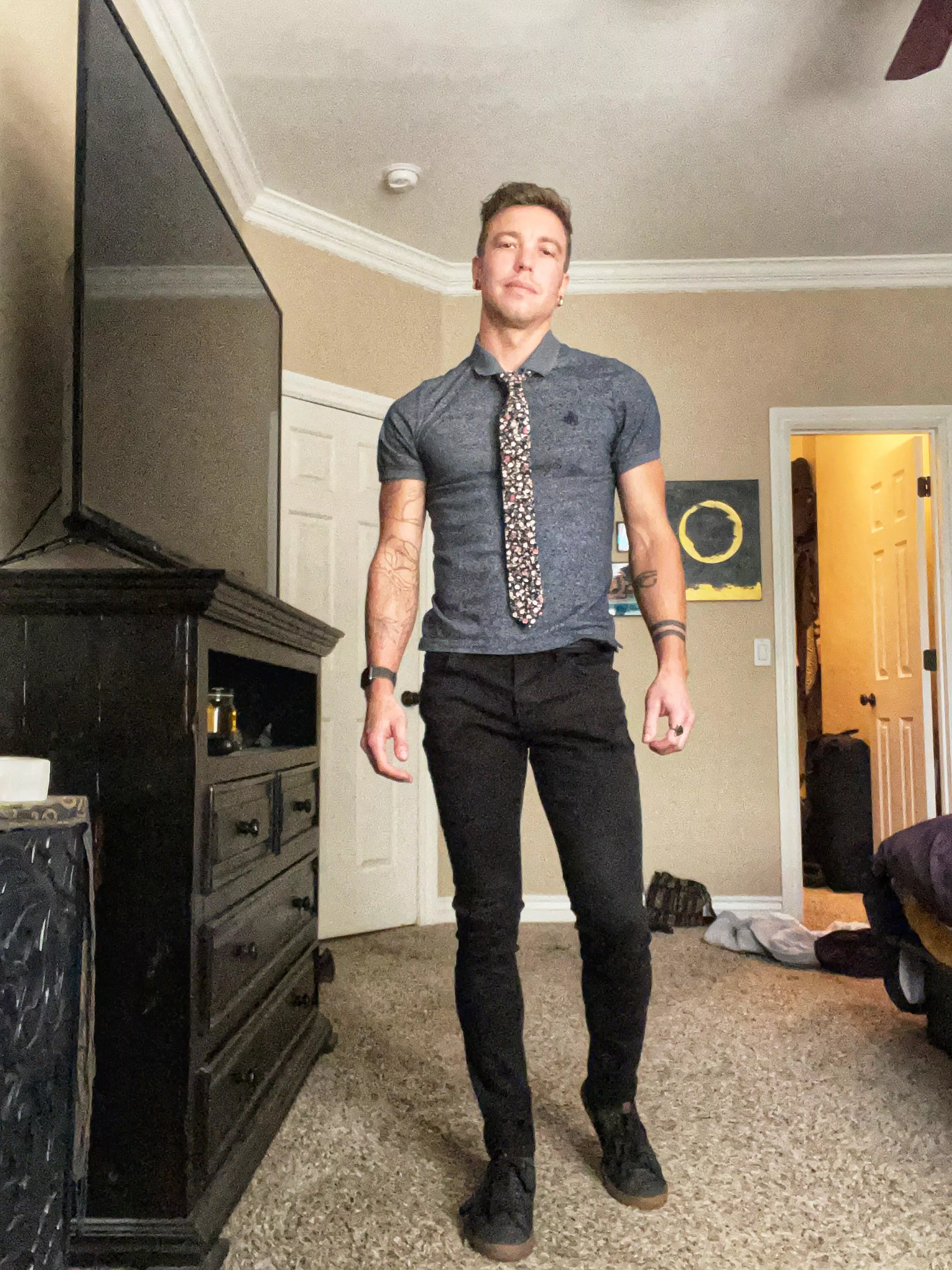 I try to come up with cute outfits to wear to work (Costco) 😂