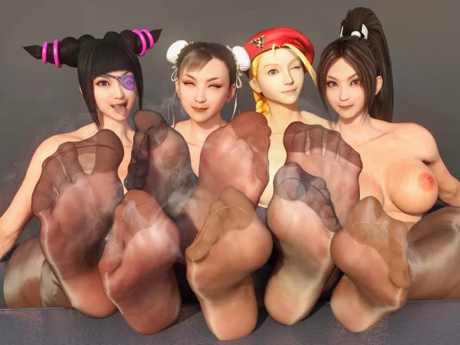 Juri, Chun-Li, Cammy, and Mai Shiranui (kou) [Street Fighter, King of Fighters]