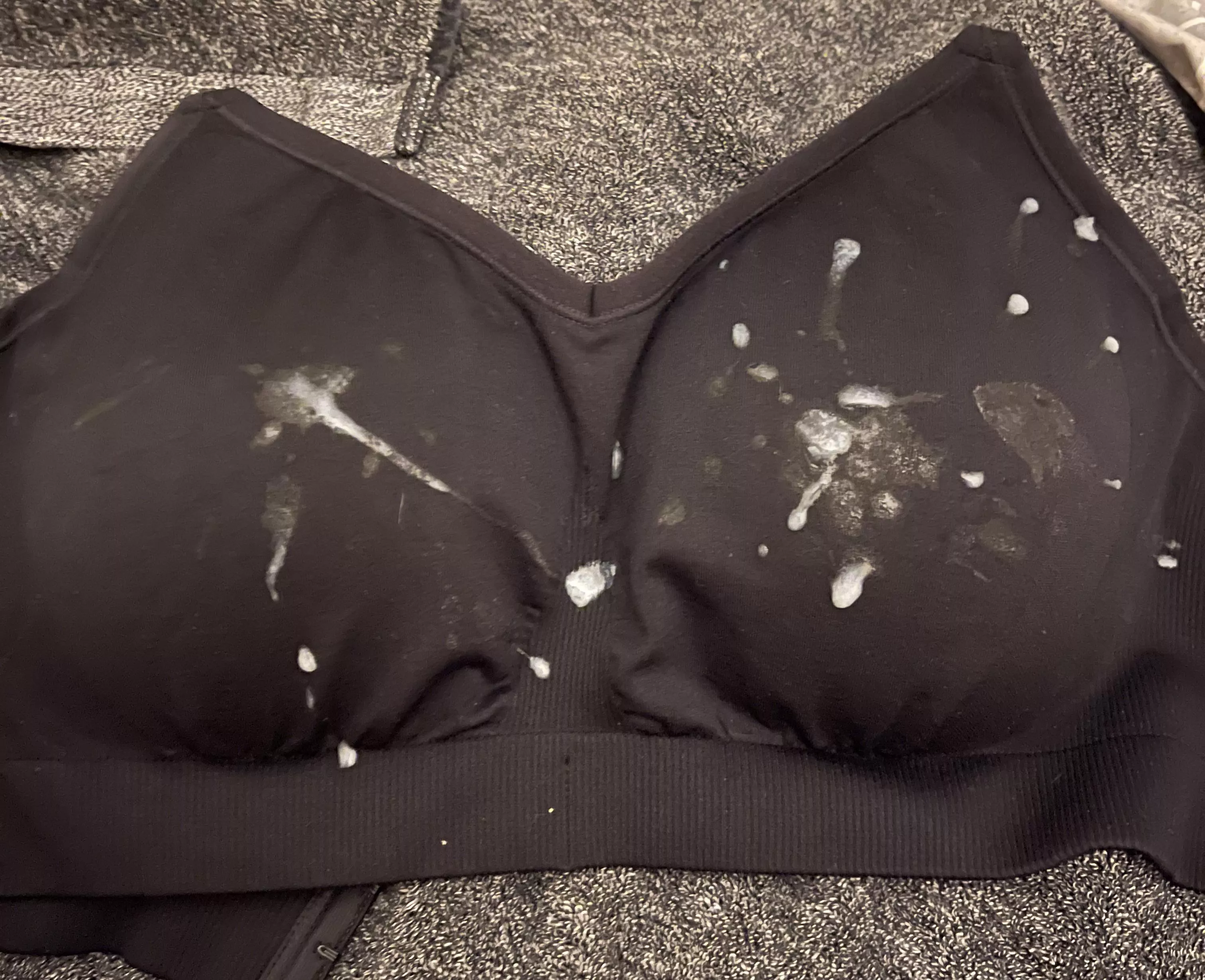 [proof] here’s the pic of my cum on my girls bra. Thank you for participating