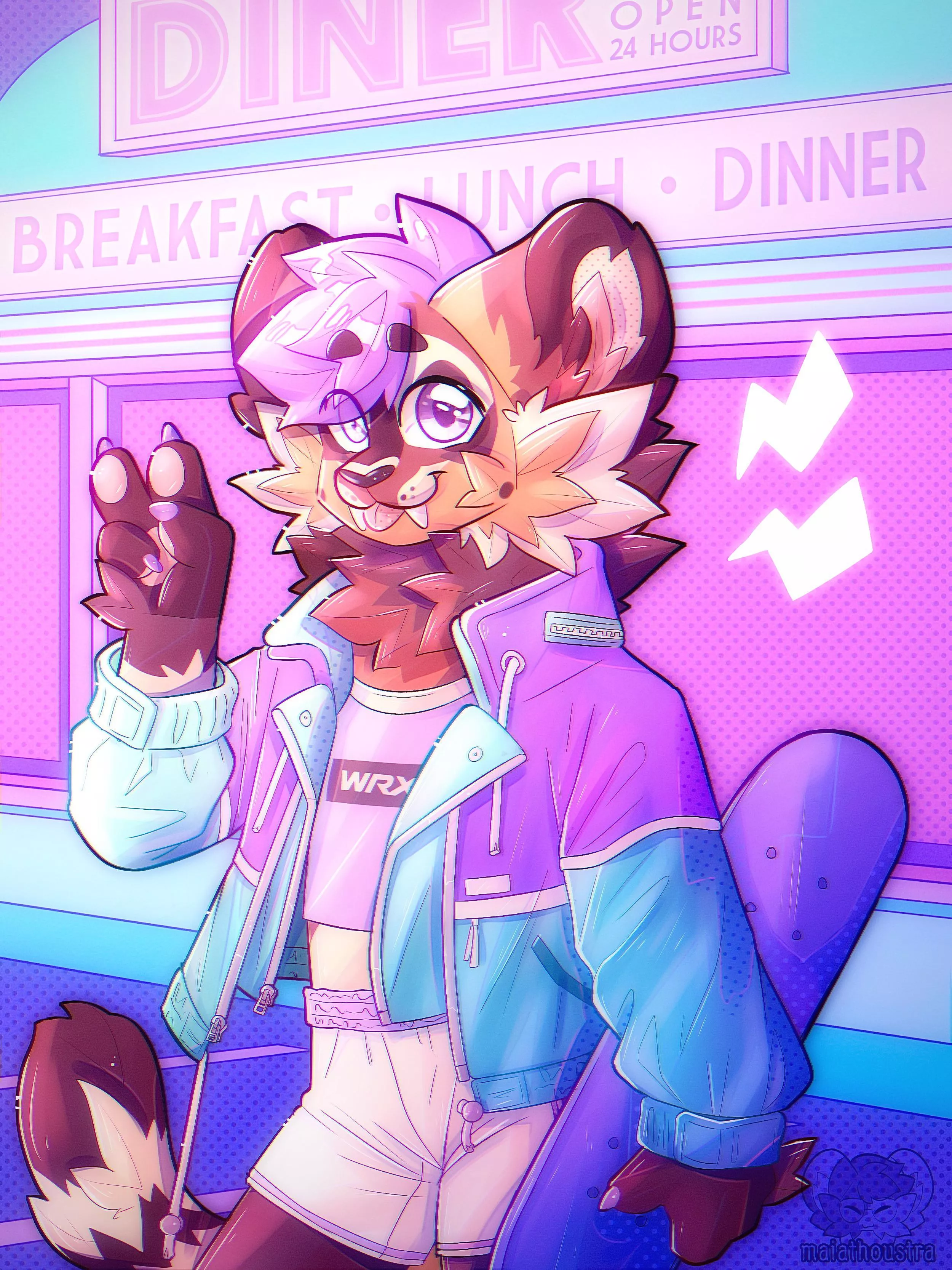 Retro vibes ~ ych for Arkie, art by me @maiathoustra