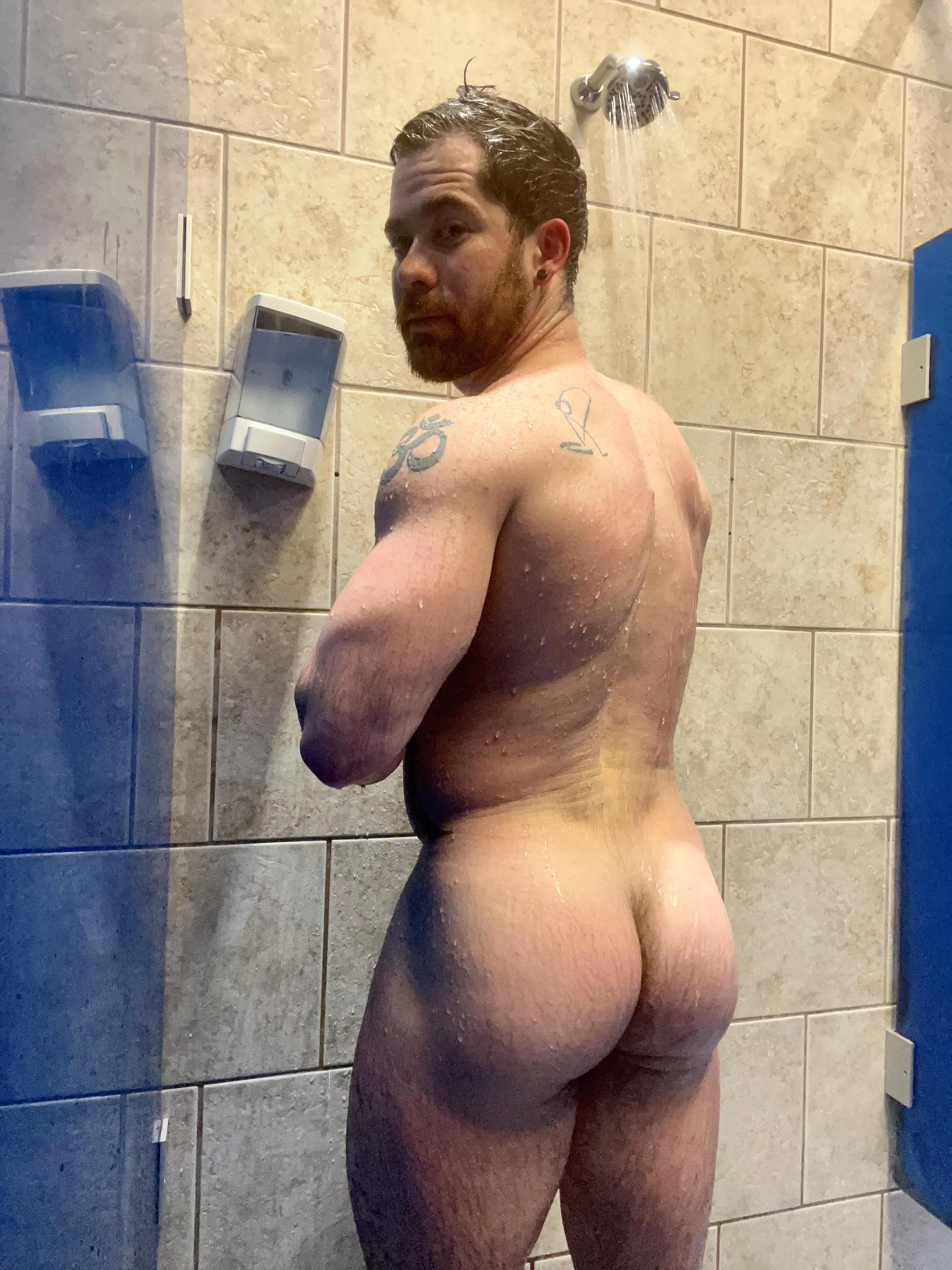 Showering off after leg day