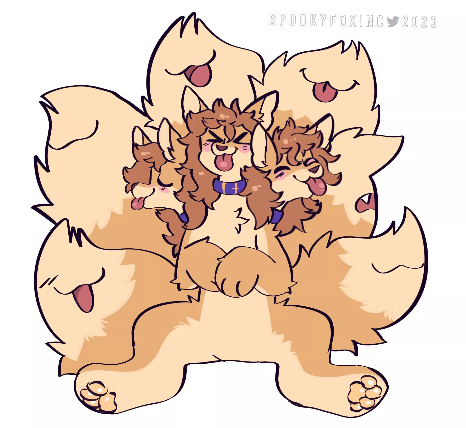 tailstails <sketch for ember, art by @spookyfoxinc on twitter>