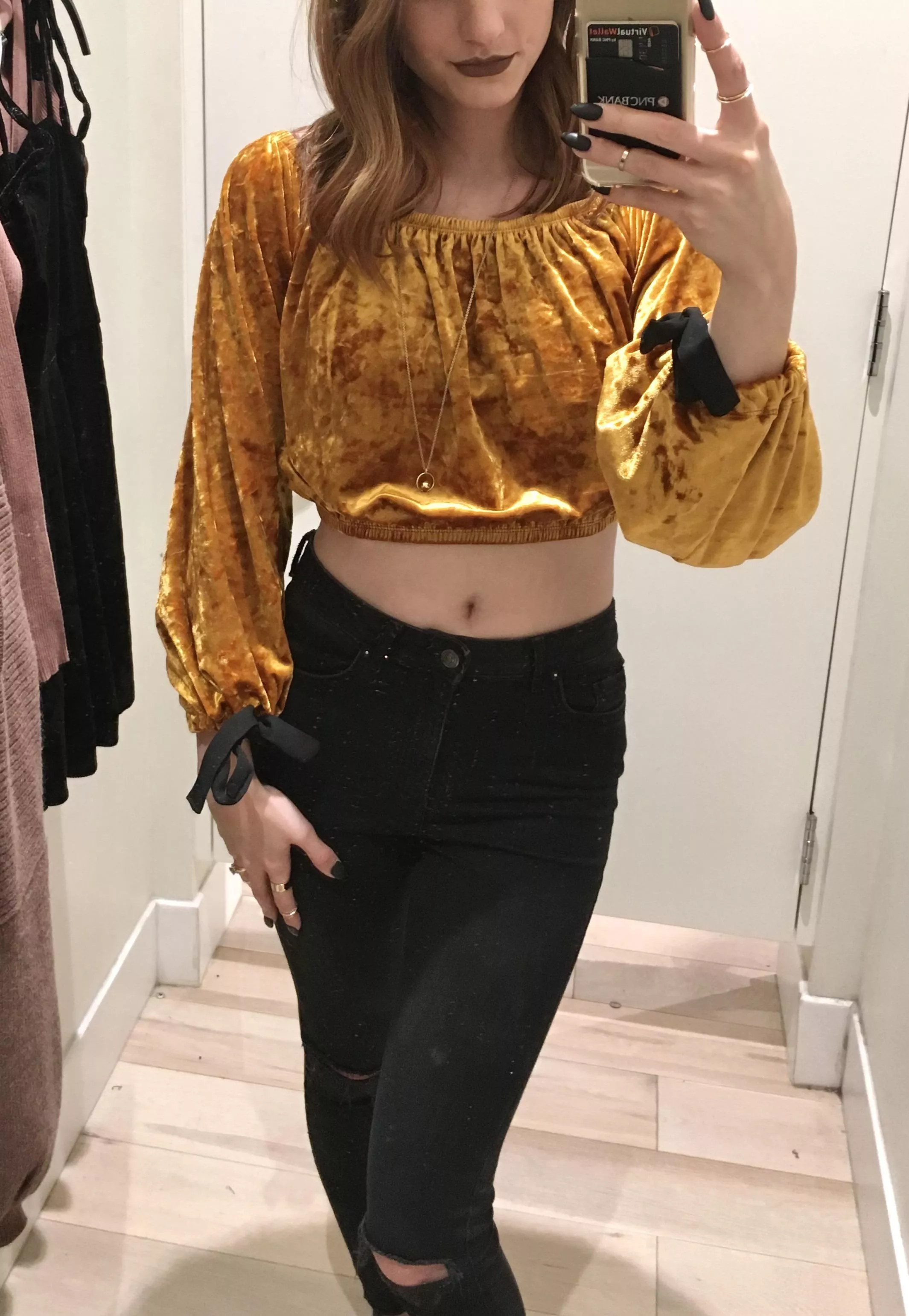 Thought this gold velvet crop top was super cute